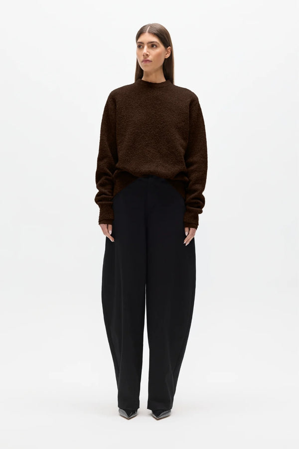 Stella Crew Neck Bear by Bayse – relaxed wool blend knit with brushed texture and classic crew neckline.