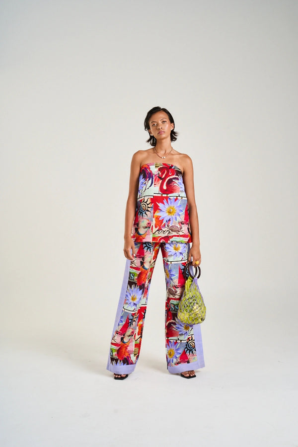 Strapless Shift Top Dazed Print by Summi Summi – a strapless top with relaxed fit and print. Perfect for summer styling.