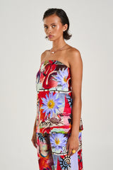 Strapless Shift Top Dazed Print by Summi Summi – a strapless top with relaxed fit and print. Perfect for summer styling.