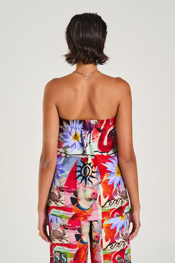 Strapless Shift Top Dazed Print by Summi Summi – a strapless top with relaxed fit and print. Perfect for summer styling.
