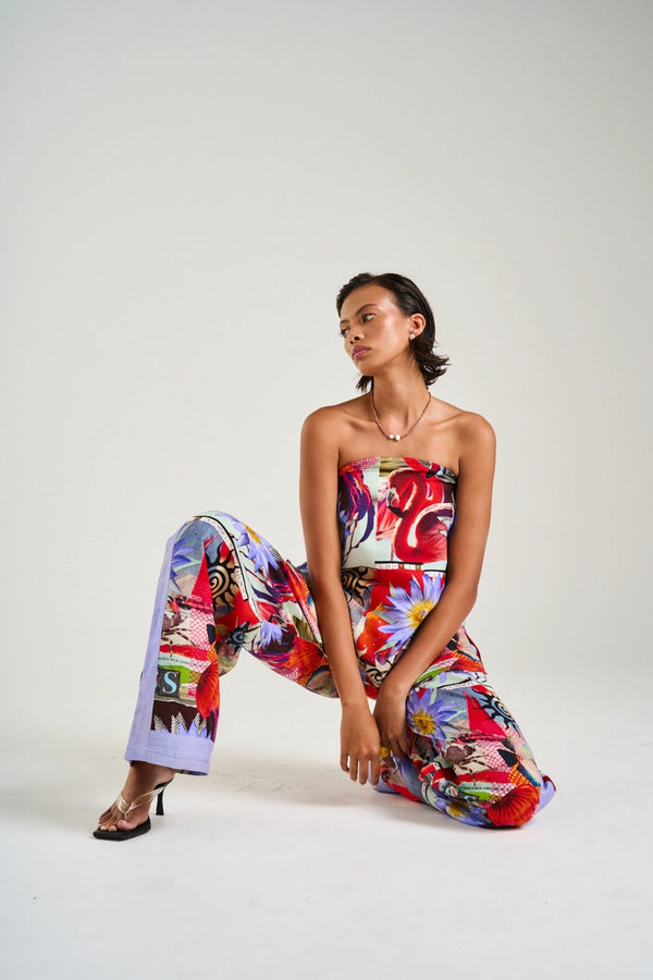 Strapless Shift Top Dazed Print by Summi Summi – a strapless top with relaxed fit and print. Perfect for summer styling.