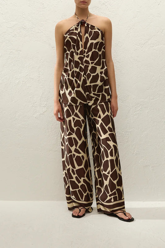 Suede Halter Top Ombra by Faithfull the Brand - draped halter top with ring detail and animal print, perfect for statement resort styling.