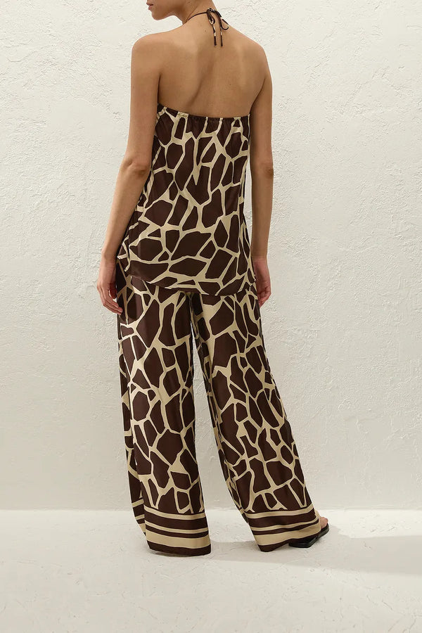 Suede Halter Top Ombra by Faithfull the Brand - draped halter top with ring detail and animal print, perfect for statement resort styling.