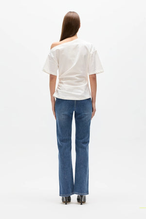 Suki Top White by Bayse – off shoulder draped top with ruched sides and fitted waist silhouette.