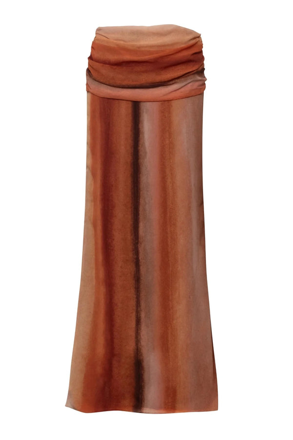 Sumaq Maxi Skirt Terracotta Rosata by Baobab, draped chiffon maxi skirt with elegant flowing movement.