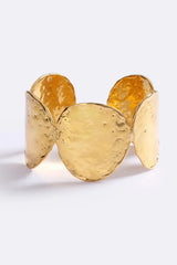Sunset Hour Arm Cuff Gold by Emma Pills - hammered gold cuff bracelet with molten design, designed for a bold sculptural statement.