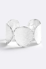 Sunset Hour Arm Cuff Silver by Emma Pills - hammered silver cuff bracelet with molten design, designed for a bold sculptural statement.
