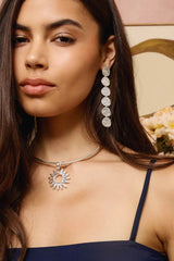 Sunset Hour Earrings Silver by Emma Pills - long silver drop earrings with hammered texture, designed for a bold statement look.