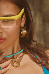 Sunset Hour Hoops Gold by Emma Pills - oversized gold hoop earrings with hammered texture, designed for a bold statement look.