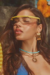 Sunset Hour Hoops Gold by Emma Pills - oversized gold hoop earrings with hammered texture, designed for a bold statement look.