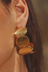Sunset Hour Hoops Gold by Emma Pills - oversized gold hoop earrings with hammered texture, designed for a bold statement look.