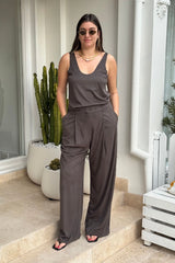 Tait Lounge Top Elm by Camilla and Marc - relaxed stretch tank with raw cut neckline and armholes, perfect for effortless everyday styling.