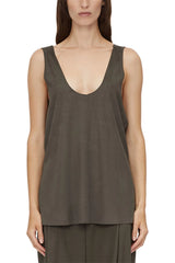 Tait Lounge Top Elm by Camilla and Marc - relaxed stretch tank with raw cut neckline and armholes, perfect for effortless everyday styling.