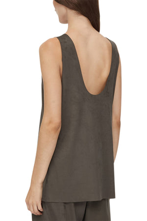 Tait Lounge Top Elm by Camilla and Marc - relaxed stretch tank with raw cut neckline and armholes, perfect for effortless everyday styling.