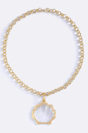 Take Me On Your Yacht Gold Clear by Emma Pills – 14K gold plated pendant with detachable clear shell charm.