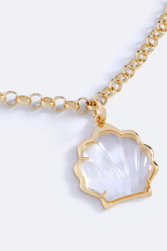 Take Me On Your Yacht Gold Clear by Emma Pills – 14K gold plated pendant with detachable clear shell charm.