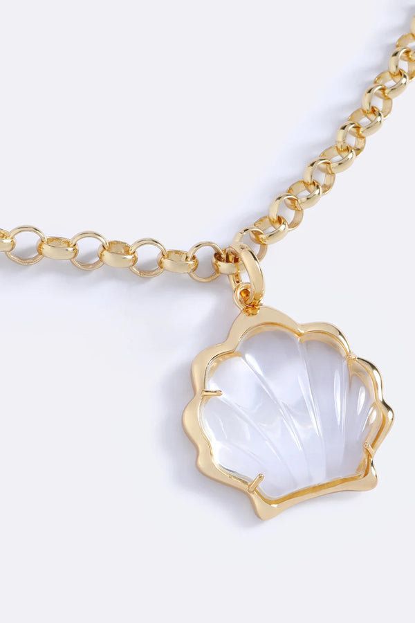 Take Me On Your Yacht Gold Clear by Emma Pills – 14K gold plated pendant with detachable clear shell charm.