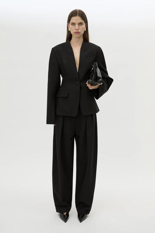 Tala Double Pleat Barrel Leg Pant Black by Camilla and Marc - tailored pants with pleats and tapered leg, designed for a structured modern fit.