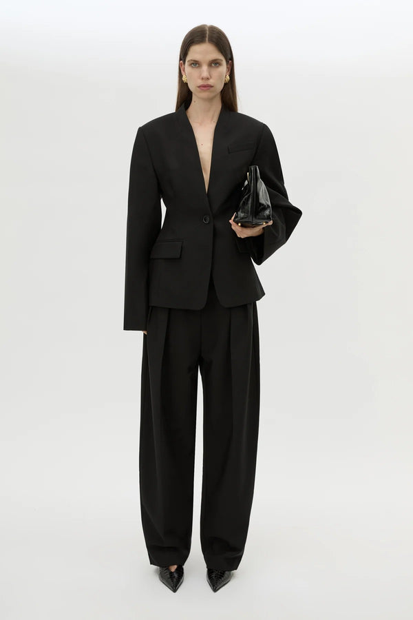 Tala Double Pleat Barrel Leg Pant Black by Camilla and Marc - tailored pants with pleats and tapered leg, designed for a structured modern fit.