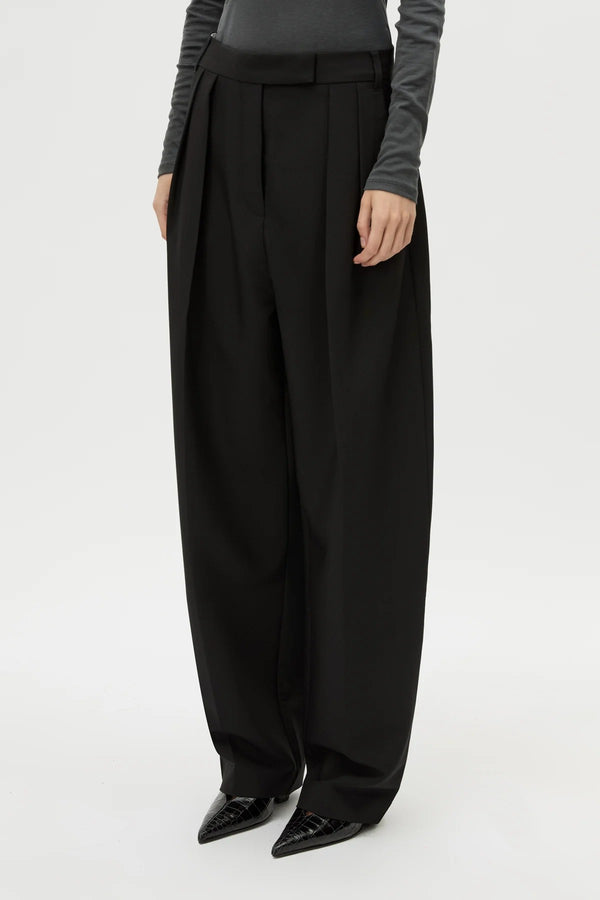 Tala Double Pleat Barrel Leg Pant Black by Camilla and Marc - tailored pants with pleats and tapered leg, designed for a structured modern fit.
