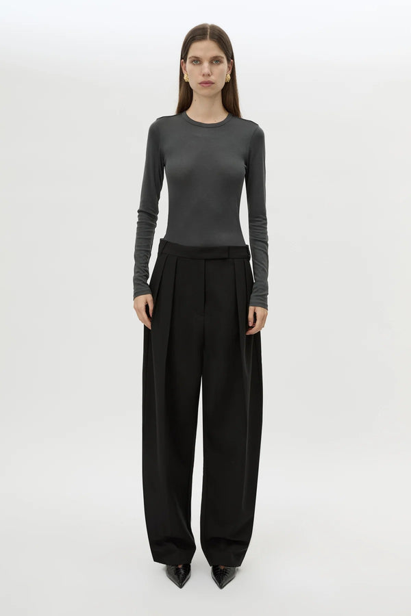 Tala Double Pleat Barrel Leg Pant Black by Camilla and Marc - tailored pants with pleats and tapered leg, designed for a structured modern fit.