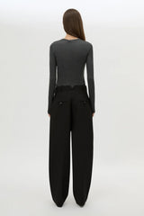 Tala Double Pleat Barrel Leg Pant Black by Camilla and Marc - tailored pants with pleats and tapered leg, designed for a structured modern fit.