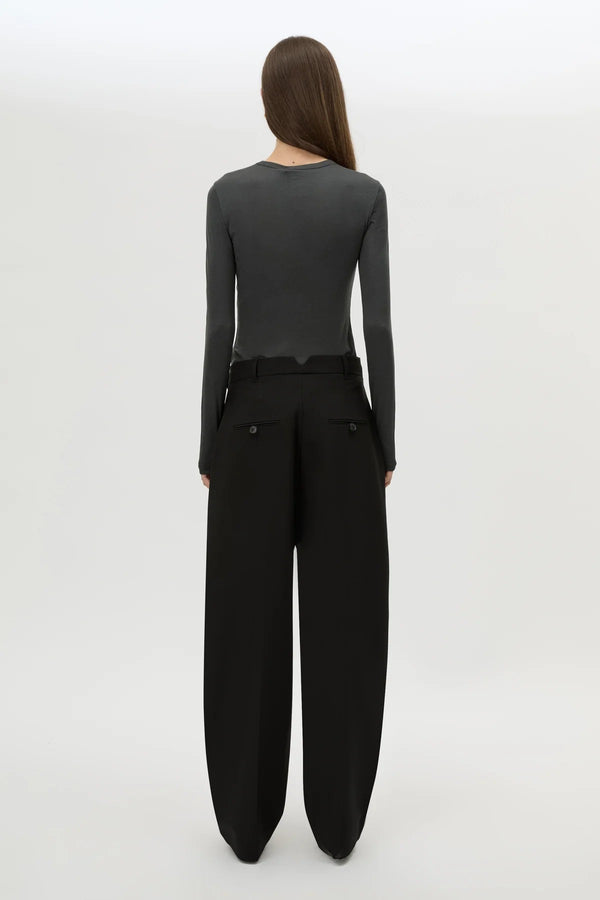 Tala Double Pleat Barrel Leg Pant Black by Camilla and Marc - tailored pants with pleats and tapered leg, designed for a structured modern fit.