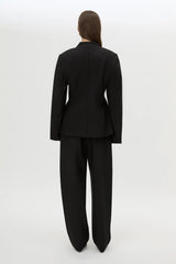 Tala Fitted Collarless Blazer Black by Camilla and Marc - tailored blazer with clean neckline and fitted shape, designed for a polished modern look.