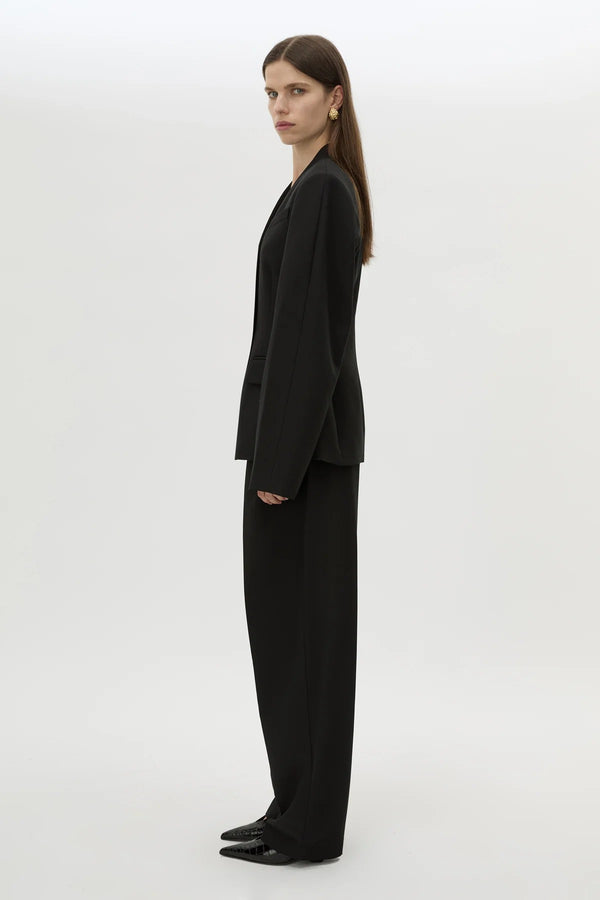 Tala Fitted Collarless Blazer Black by Camilla and Marc - tailored blazer with clean neckline and fitted shape, designed for a polished modern look.