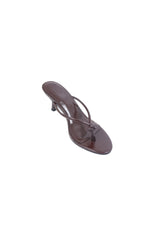 Tash Knot Heel Chocolate Brown by Sneaky Link – a leather thong heel with knot detail and open toe. Perfect for summer styling.