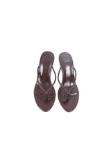 Tash Knot Heel Chocolate Brown by Sneaky Link – a leather thong heel with knot detail and open toe. Perfect for summer styling.