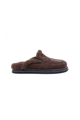 Teddy Suede Loafer in chocolate brown with a classic slip-on design and rounded toe.