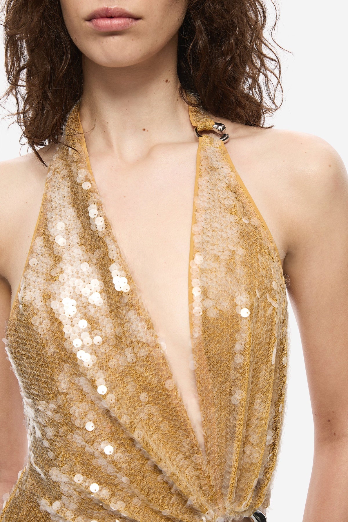 gold halter top dress The Devon Sequin Dress Mustard Gold — Maxi Dresses