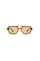 The Dusty in Auburn by Luv Lou, vintage-inspired aviator sunglasses with subtle gold rivets and khaki tint CR39 lenses.
