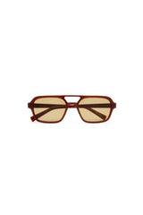 The Dusty in Auburn by Luv Lou, vintage-inspired aviator sunglasses with subtle gold rivets and khaki tint CR39 lenses.