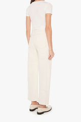 The Half-Pipe in Act Natural by MOTHER, high-waisted cream jeans with wide curved legs, tonal hardware, and a clean minimal finish.