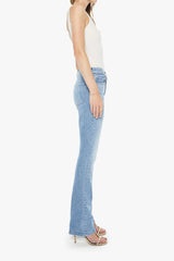 The Insider Skimp Baubles And Trinkets by MOTHER - high waisted bootcut jeans in light blue wash with clean hem, perfect for everyday denim styling.