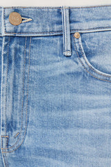 The Insider Skimp Baubles And Trinkets by MOTHER - high waisted bootcut jeans in light blue wash with clean hem, perfect for everyday denim styling.