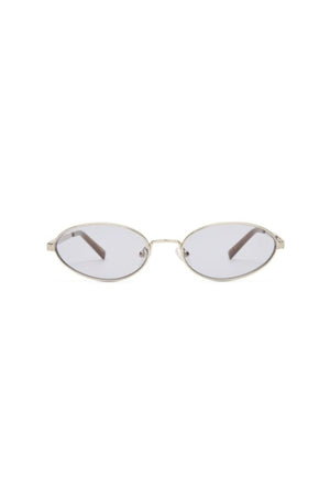 The Kendall Silver by Luv Lou - small oval sunglasses with silver metal frame and smoke lenses, perfect for refined everyday styling.