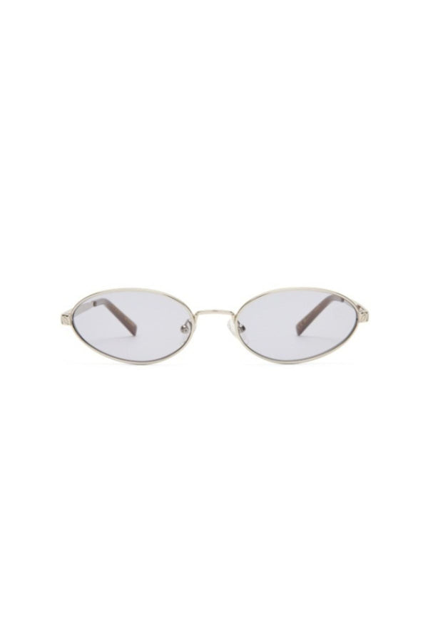 The Kendall Silver by Luv Lou - small oval sunglasses with silver metal frame and smoke lenses, perfect for refined everyday styling.