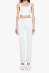 The Kick It Totally Innocent by MOTHER - high rise straight leg white jeans with clean hem and tonal hardware, perfect for everyday styling.