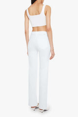 The Kick It Totally Innocent by MOTHER - high rise straight leg white jeans with clean hem and tonal hardware, perfect for everyday styling.