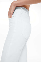 The Kick It Totally Innocent by MOTHER - high rise straight leg white jeans with clean hem and tonal hardware, perfect for everyday styling.