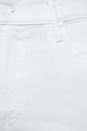 The Kick It Totally Innocent by MOTHER - high rise straight leg white jeans with clean hem and tonal hardware, perfect for everyday styling.