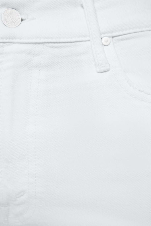 The Kick It Totally Innocent by MOTHER - high rise straight leg white jeans with clean hem and tonal hardware, perfect for everyday styling.