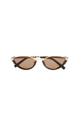 The Lia sunglasses by Luv Lou, black cat-eye frame with metal accents and debossed Organic L pattern, featuring smoke mono lenses.