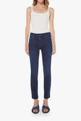 The Mid Rise Dazzler Ankle Chip On My Shoulder by MOTHER - mid rise straight leg jeans in dark wash, designed for a clean everyday fit.