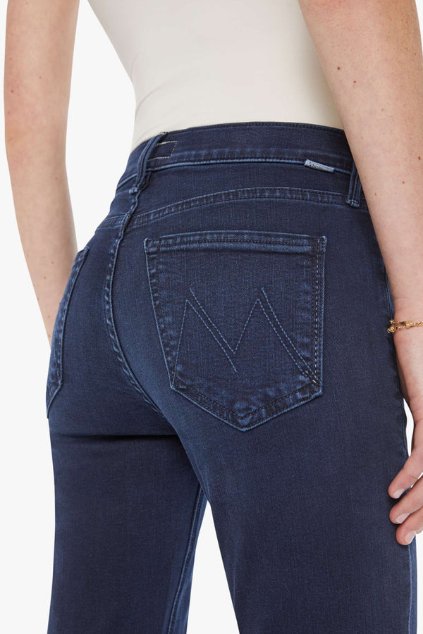 The Mid Rise Dazzler Ankle Chip On My Shoulder by MOTHER - mid rise straight leg jeans in dark wash, designed for a clean everyday fit.