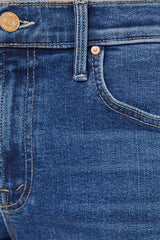 The Newbie Ankle Fray Prized Possession by MOTHER - mid rise straight leg jeans with frayed hem and mid blue wash, perfect for everyday denim styling.