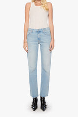 The Newbie Skimp Go Long by MOTHER – straight leg jeans in faded blue denim. Perfect for everyday styling.